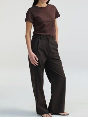 Almina Concept Adjustable Waist Trousers Dark Espresso Size Small